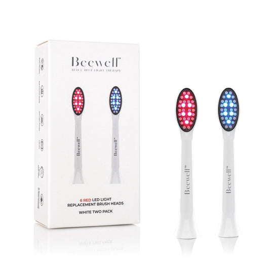 Red and Blue LED Therapy Toothbrush Replacement Heads - White