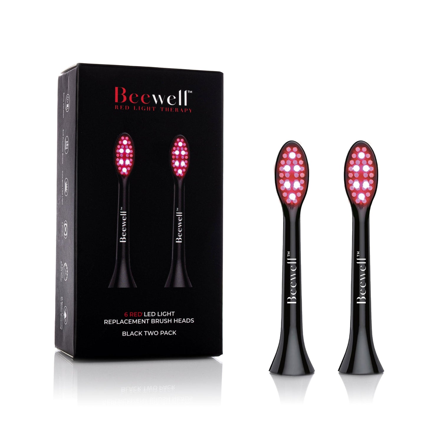 Red LED Therapy Toothbrush Replacement Head - Black body color