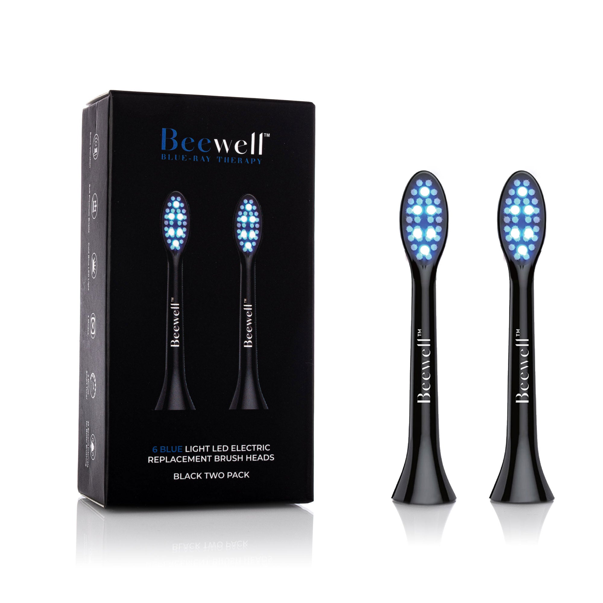 Blue LED Therapy Brush Head Replacement - Body Black Color – Beewell ...
