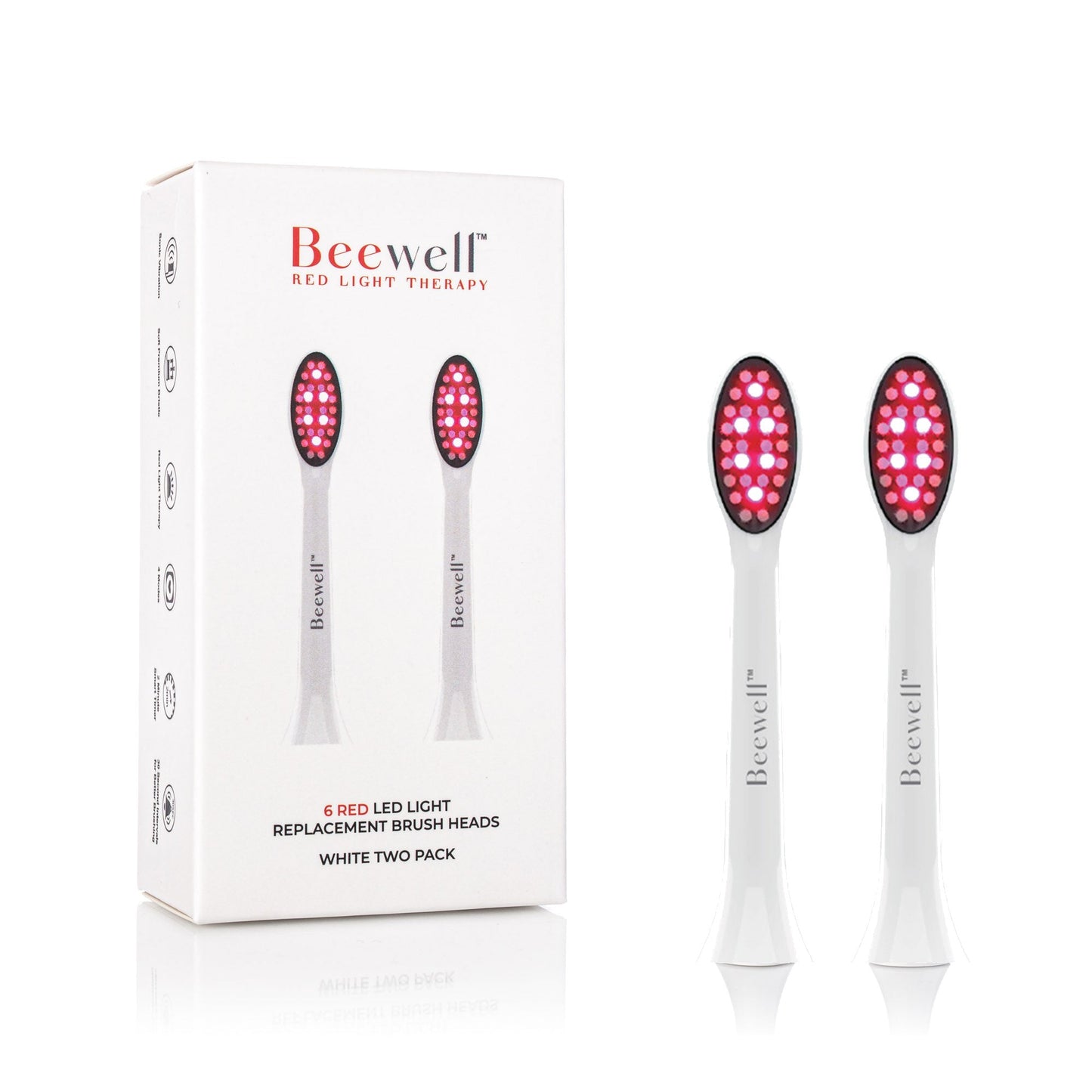 Red LED Therapy Toothbrush Replacement Head - White Body color