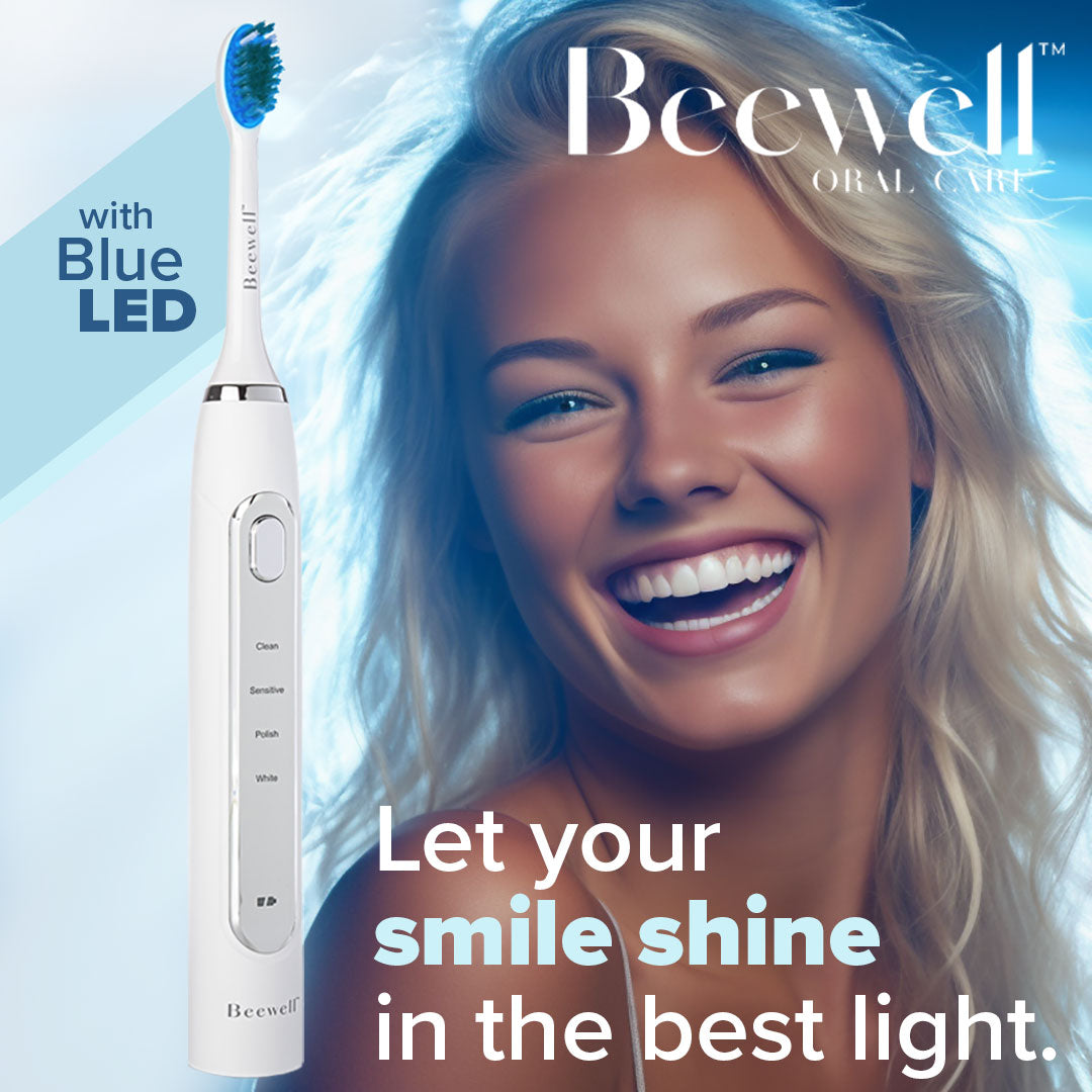 Electric Sonic Blue LED Whitening Toothbrush - White – Beewell Healthcare